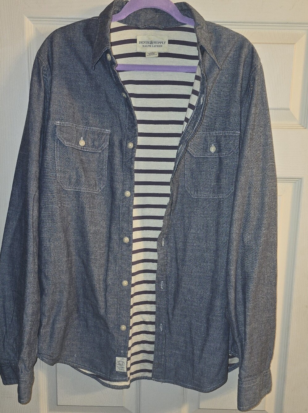 Denim & Supply Ralph Lauren Men’s Blue Chambray Shirt Jacket